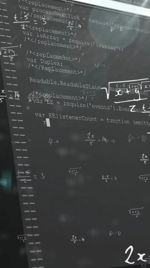 On play camera panning upward, computer display revealing code beneath faint Stock Footage 332775818
