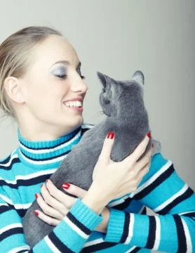 Play with cat Stock Photos