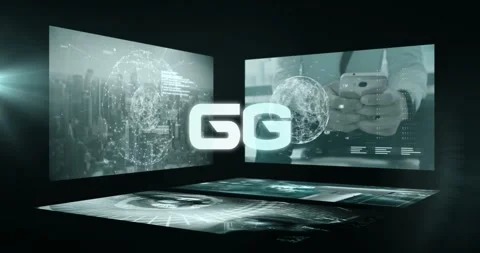 On play central GG logo pulsing, holographic globe rotating, data lines shifting Stock Footage 333872991