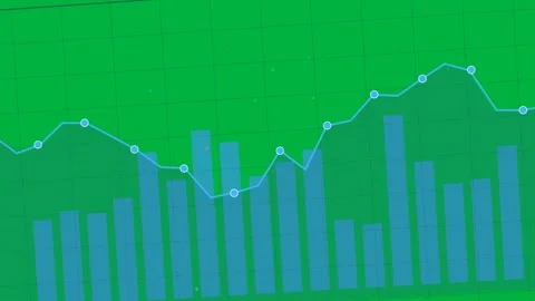 On play chart animating over transparent bg area and bars filling, line tracing Stock Footage 333971955