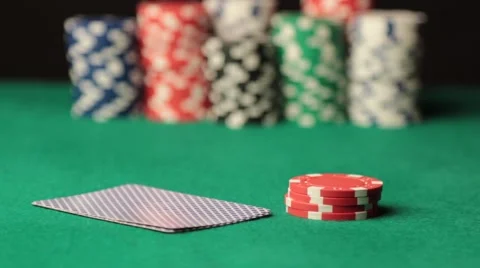 Play with chip throw in cards Stock Footage 52189943