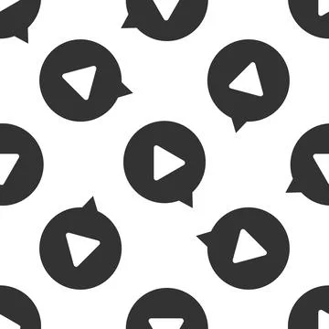 Play in circle icon seamless pattern on white background. Flat design. Vector Illustrazione stock