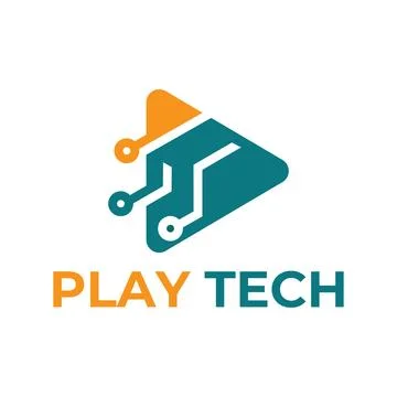 Play Circuit Modern Technology Logo Template Stock Illustration