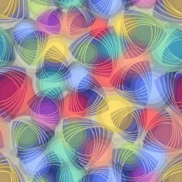 Play of colors in a space with rounded triangles, abstract colorful backgroun Stock Illustration