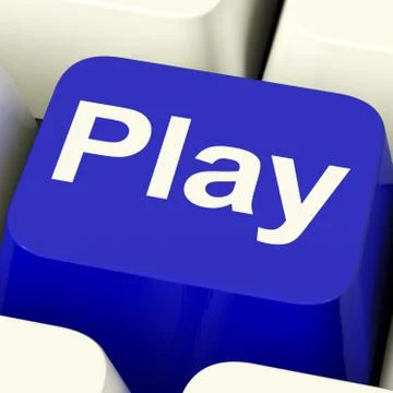 Play computer key in blue for playing media Stock Illustration