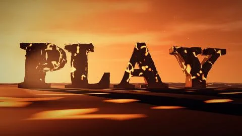 Play Cracked 3D Stone Text with Molten Lava Stock Illustration