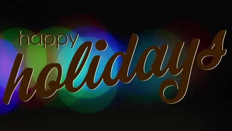 On play cursive holidays sliding across bokeh shifting and blending behind Stock Footage 321302084