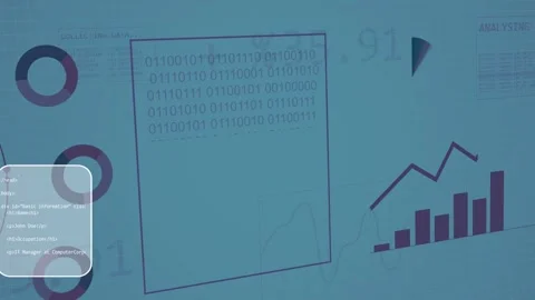 On play data cluster unfolding left to right, elements animating showing coded Stock Footage 334768751