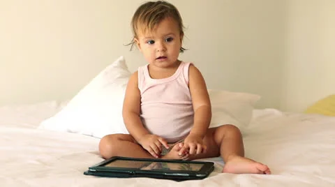 Play with digital tablet Stock Footage 22638507