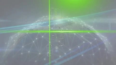 On play dome rotating, node network pulsing, panels drifting, crosshair 動画素材 334788320