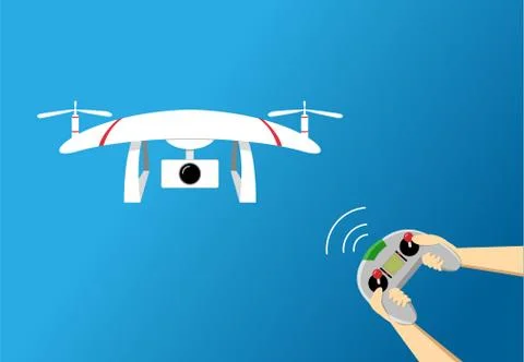 Play drone by remote controller, vector design Stock Illustration