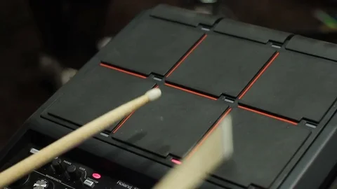 Play on drum sampling pad drums Stock Footage