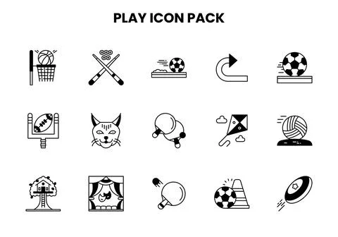 Play DuoTone Vector Icons Pack Stock Illustration