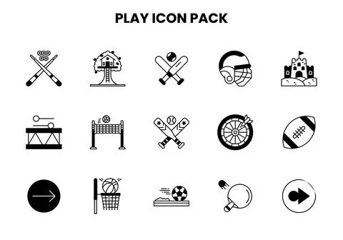 Play DuoTone Vector Icons Pack Stock Illustration