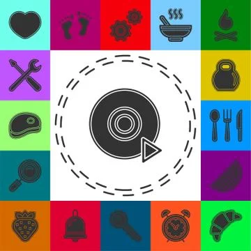 Play dvd button - media or music player - multimedia icon Stock Illustration