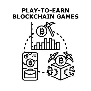 Play to earn blockchain games concept vector illustration Stock Illustration