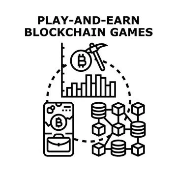 Play to earn blockchain games creating digital currency Stock Illustration