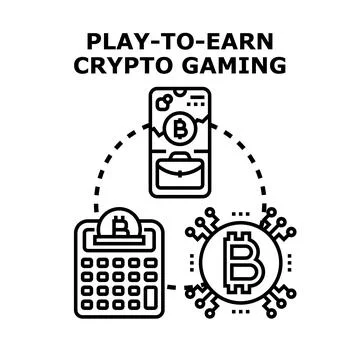 Play to earn crypto gaming concept illustration Stock Illustration