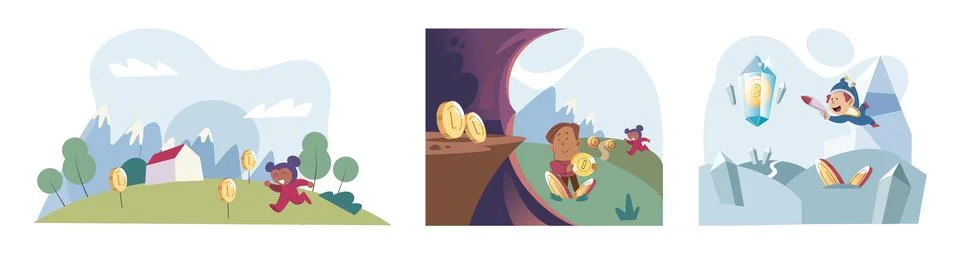 Play to earn games created on basis of blockchain project with elements of NFT Ilustración de archivo