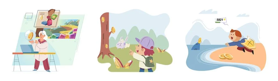 Play to earn games created on basis of blockchain project with elements of NFT Ilustración de archivo