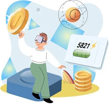 Play to earn games created on basis of blockchain project with elements of NFT 스톡 일러스트