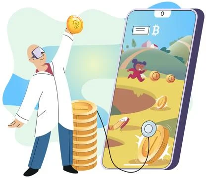Play to earn games created on basis of blockchain project with elements of NFT イラスト素材