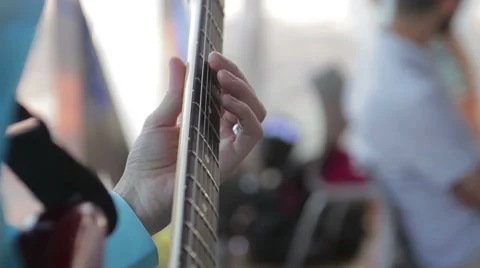 Play the electric guitar Stock Footage 44208386