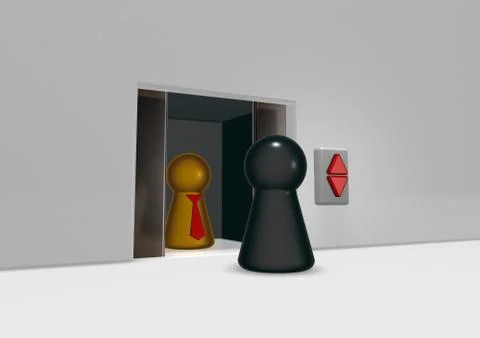 Play figures and elevator - 3d illustration 스톡 일러스트