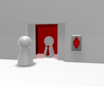 Play figures and elevator - 3d illustration 스톡 일러스트