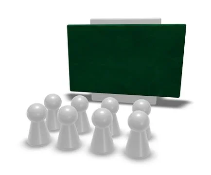 Play figures and school board  - 3d illustration Illustrazione stock