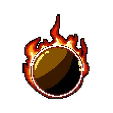 Play fire game button pixel art vector illustration Illustrazione stock