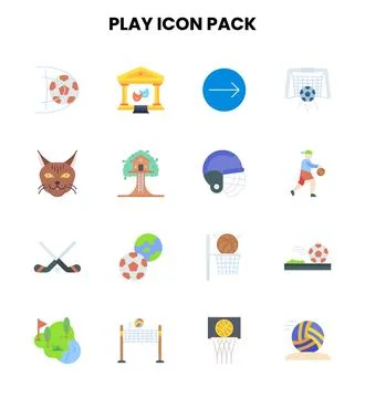 Play Flat Bundle Icons Pack Stock Illustration