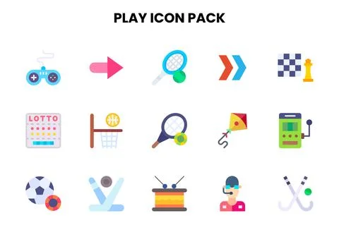 Play Flat Design Icons Pack Stock Illustration