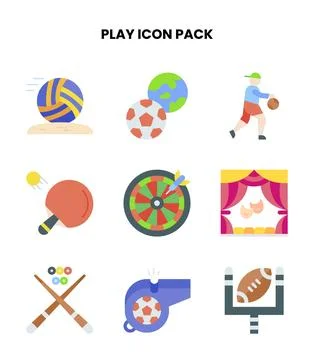 Play Flat Design Icons Pack Stock Illustration