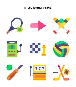 Play Flat Icons Pack Stock Illustration