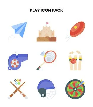 Play Flat Icons Pack Stock Illustration