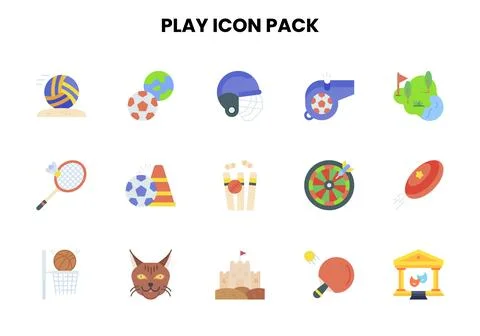 Play Flat Scalable Icons Pack Stock-Illustration