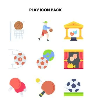 Play Flat Scalable Icons Pack Stock-Illustration