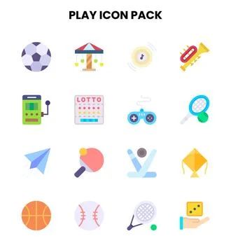 Play Flat Set Icons Pack Stock Illustration