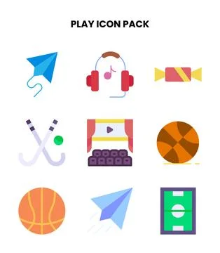 Play Flat SVG Icons Pack Stock Illustration