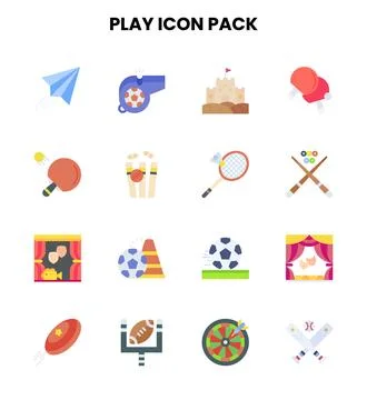 Play Flat Vector Icons Pack Stock Illustration