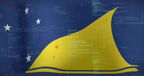 On play flat yellow fin bulging rising leaning red icons drifting code scrolling Stock Footage 329505720