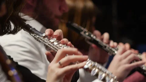 Play the flute hands  close up Stock Footage 59361044