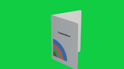 On play, folded card rotating open on transparent backdrop, revealing interior Stock Footage 339724690