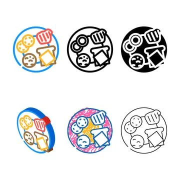 Play food set toy variations baby color icon vector Stock Illustration