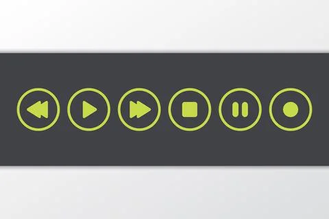 Play, Forward, Rewind, Stop, Pause, Record media player vector buttons Stock Illustration