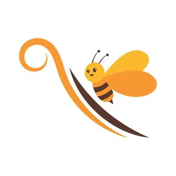 Play full flying bee logo and vector icon Stock Illustration