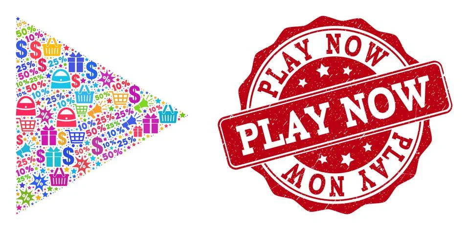 Play Function Composition of Mosaic and Textured Stamp for Sales Stock Illustration