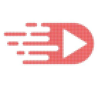 Play Function Halftone Dotted Icon with Fast Rush Effect Stock Illustration