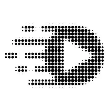Play Function Halftone Dotted Icon with Fast Rush Effect Stock Illustration